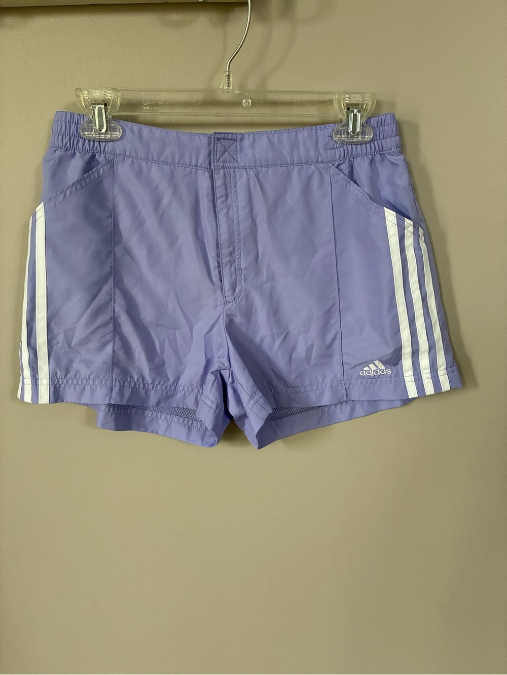 Adidas Purple Lavender 3-Stripe Athletic Shorts Women’s M - Picture 2 of 6